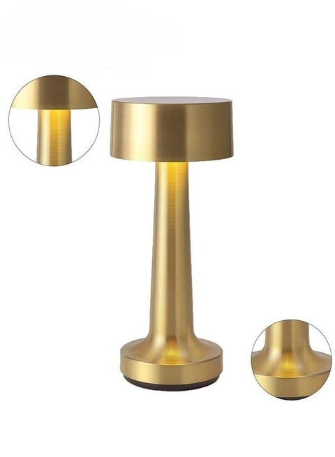 Rechargeable Cordless Table Lamp, Portable Desk Lamp, Bedside Night Light Small Table Lamps for Bedroom, Outdoor(Gold)